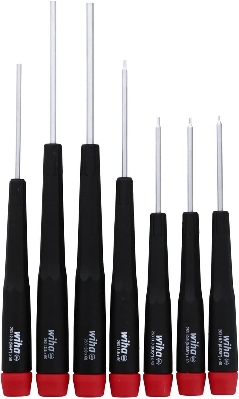 Wiha 26390 7-Piece Precision Hex Screwdriver Set, Metric Sizes 0.7-3.0mm with Cushion Grip Handle - Image 3
